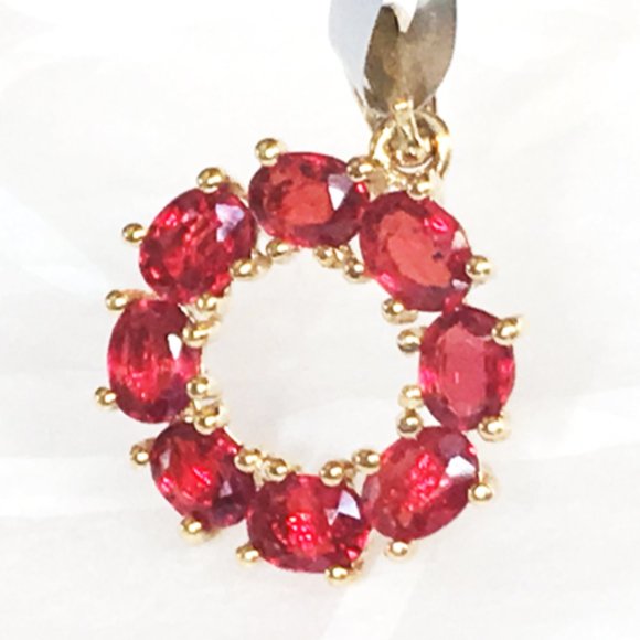 Genuine Ruby Circle Pendant 9K Yellow Gold ~2cts Real Gemstones - Picture 4 of 16